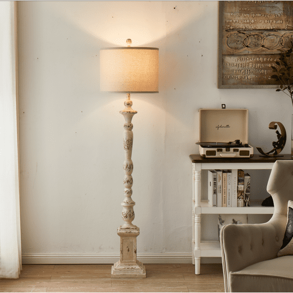 NATYSWAN Floor Lamp Purple, 64" Tall Standing Lamps with Double-Layer Lampshade, Elegant Floor Lamp with On/Off Foot Switch, Standing Lamps for Living Room, Bedroom, Dresser, Office, Bulb Included