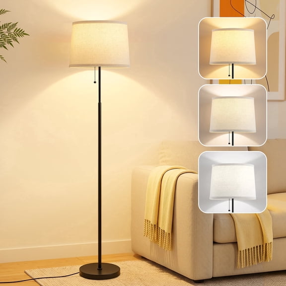 NATYSWAN 60 Inch Modern Floor Lamp with Pull Chain Adjustable Color Temperature Bulb Included for Living Room Bedroom Office Classroom