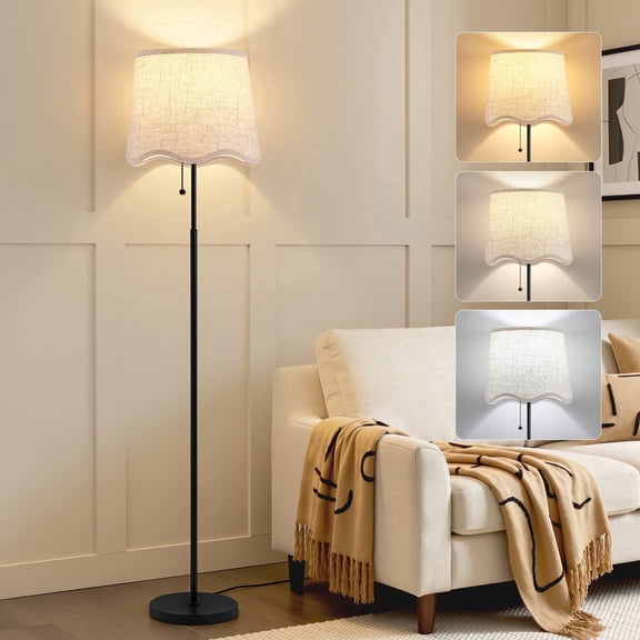 NATYSWAN 60" Adjustable Color Temperature, Modern Tall Lamp for Bedroom, Floor Lamps for Living Room and Bedroom, Standing Lamps with Pull Chain.