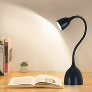 NATYSWAN Desk Lamp for Bedroom, LED Reading Light, Small Adjustable Flexible Gooseneck Table Lamp, Eye-Caring Desk Lamp for College Dorm Room Study Lamp, Black