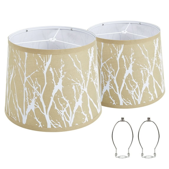 NATYSWAN Lampshades Set of 2,Drum Lampshades 11"x13"x10" ,Beige Lampshades Natural Linen Hand Crafted,Replacement Lampshade for Table Lamps Floor Lamps Bedside Lamps