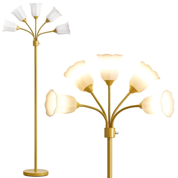 NATYSWAN Medusa LED Floor Lamp, Multi Head Modern Tall Lamp with Adjustable Gooseneck Standing Lamps Led Tall Lamp for Living Room Bedroom Kids Room Office 6 Color Lampshades Bulb Not Included