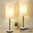 thumbnail image 1 of NATYSWAN Minimalist Table Lamp Set of 2,  Modern Pull Chain Bedside Lamp with Marble Base, Fabric Shade, for Home, Office, Reading, 1 of 7