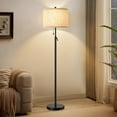 thumbnail image 1 of NATYSWAN Black Floor Lamp, Height Adjustable Standing Lamp Tall Lamp with Fabric Lampshade&Pull Chain Corner Floor Lamps for Living Room, Bedroom & Office Bulbs Not Included(Black Base), 1 of 7