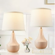 NATYSWAN Pink Table Lamp Set of 2, Ceramic Table Lamp Classic Beside Lamps Nightstand Lamp Modern Table Lamp for Living Room, Bedroom Office, Rocker Swtich (LED Bulbs Included)