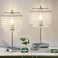 NATYSWAN Set of 2 Crystal Table Lamp with Touch Control, USB Bedside