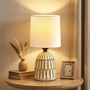 NATYSWAN Small Table Lamp -13.5" Boho Lamp - Bedside Lamps - Farmhouse Rustic Ceramic Table Lamp for Bedroom, Living Room, Nightstand, Office, Side Desk Lamp, E