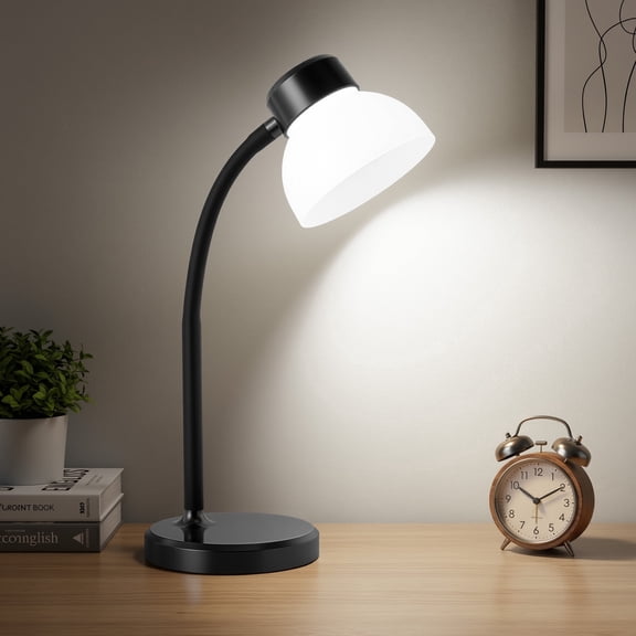 NATYSWAN Desk Lamps for Home Office, LED Reading Lamp, Small Table Lamp, Adjustable Gooseneck Desk Lamp for College Dorm Room, Bedroom, Office(Black)
