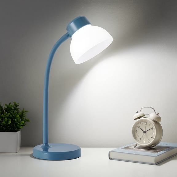 NATYSWAN Desk Lamps for Home Office, LED Reading Lamp, Small Table Lamp, Adjustable Gooseneck Desk Lamp for College Dorm Room, Bedroom, Office(Blue)