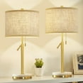 NATYSWAN Table Lamps Set of 2, Adjustable Height Bedside Lamps Marble