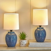 NATYSWAN Table Lamps Set of 2-13.75" Small Bedside Lamps - Classic Farmhouse Ceramic Table Lamp for Bedroom, Living Room, Nightstand, Office