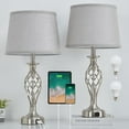 thumbnail image 1 of NATYSWAN Table Lamps Set of 2 for Bedroom, Bedside Lamps with USB C+A Ports&Spiral Cage Base,Modern Night Stand Lamps for Living Room,Bulbs Included, 1 of 8