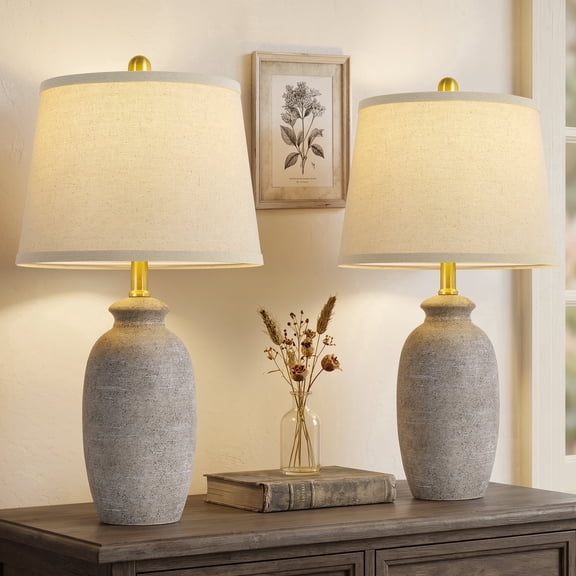 NATYSWAN 22.75" Ceramic Table Lamps Set of 2, Nightstand Lamps,Bedside Lamp | For Bedroom, Living Room, Dining Office