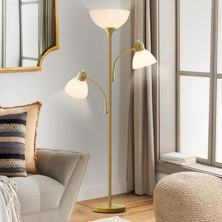 NATYSWAN Torchiere Floor Lamps for Living Room, 3 Light Tree Floor Lamp, Gold Modern Tall Standing Lamps, Industrial Bright Floor Lamp for Bedroom, Office, Dresser, 3 LED Bulbs Included