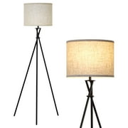 NATYSWAN Black Tripod Floor Lamp, Mid Century Standing Lamp for Living Room,61" Tall Floor Lamp with Beige Shade for Bedroom, Home Office