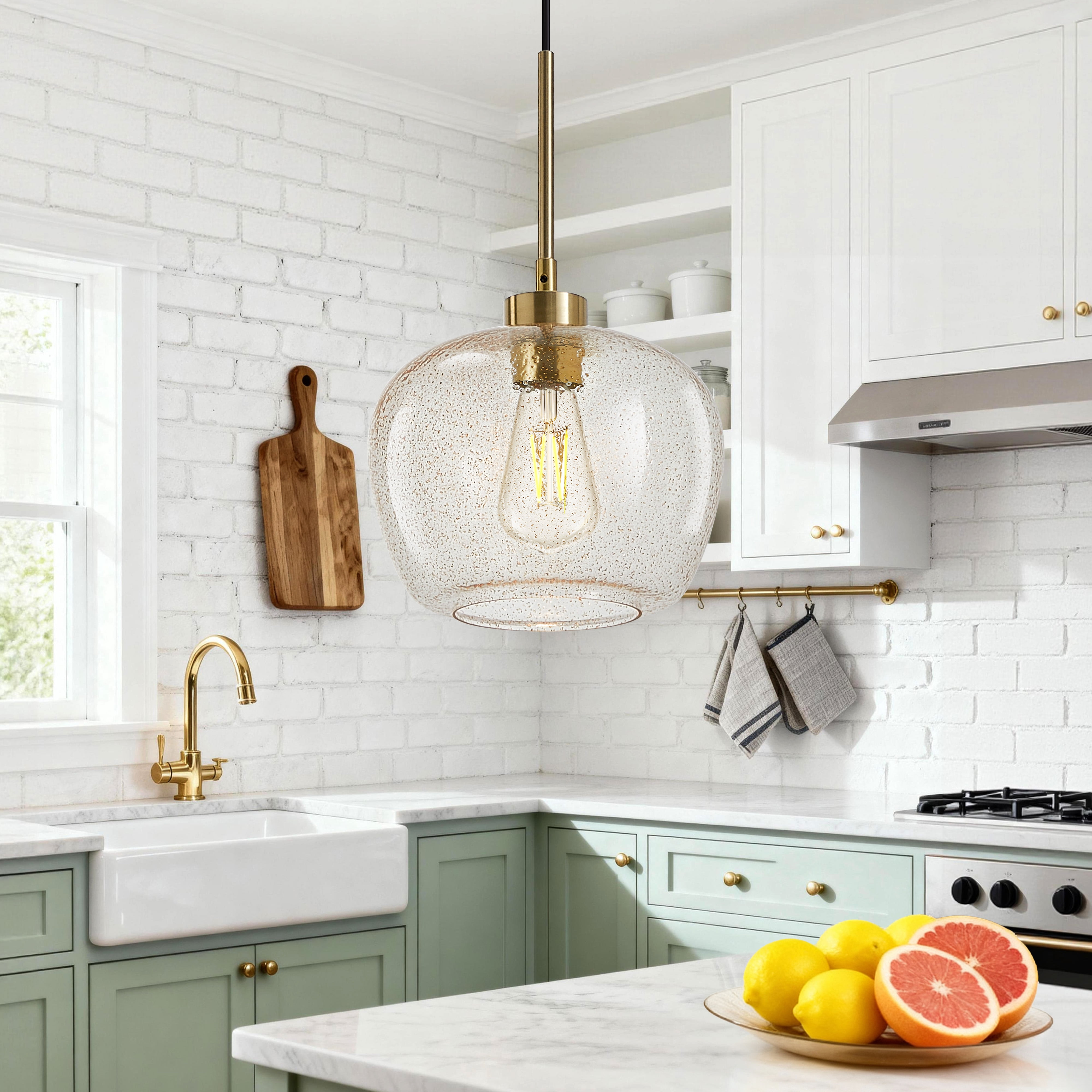 NATYSWAN Vintage Mini Globe Chandelier, 9.75 Inch Wide Single-Light Flush Mount Ceiling Fixture with E26 Socket for Small Spaces, Hallway, Bathroom（Bulb Not Included）