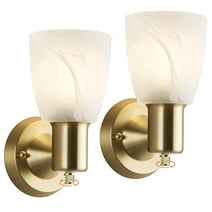 NATYSWAN Wall Sconces Set of 2, Gold Vanity Lights for Bathroom, Modern Wall Light Fixtures with Rotary Switch, Wall Mount Light with Frosted Glass, Farmhouse Wall Lamp for Bedroom Mirror Living Room