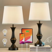 NATYSWAN lamps for Living Room Set of 2, Premium Linen Fabric Lampshade 3-Way Dimmable White Nightstand lamp Shade for Bedroom reading Living Room Bedside Nightstand