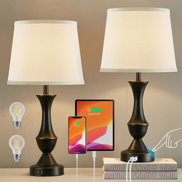 NATYSWAN lamps for Living Room Set of 2, Premium Linen Fabric Lampshade 3-Way Dimmable White Nightstand lamp Shade for Bedroom reading Living Room Bedside Nightstand