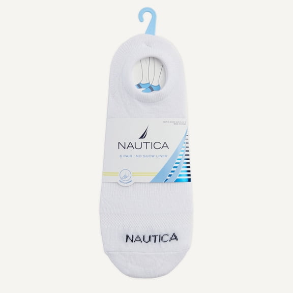 NAUTICA Men's 6 PAIR NO SHOW LINER SOCKS "DRI-MOTION"