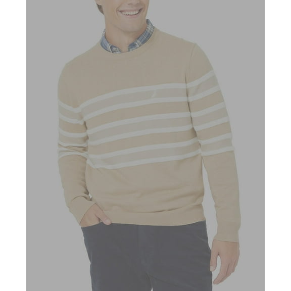 NAUTICA Men's Heather Sandy Bar Textured Stripe Crew Neck Sweater,XXL