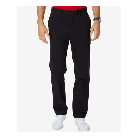 NAUTICA Mens Black Classic Fit Cotton Pants 42W\32L