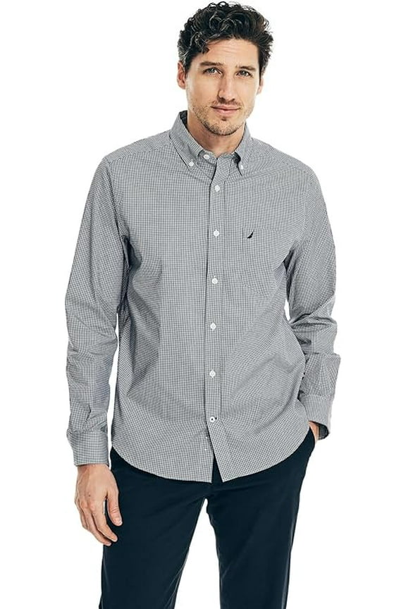 Mens Classic Button-down-shirts, J Navy Checkered., X-Large US