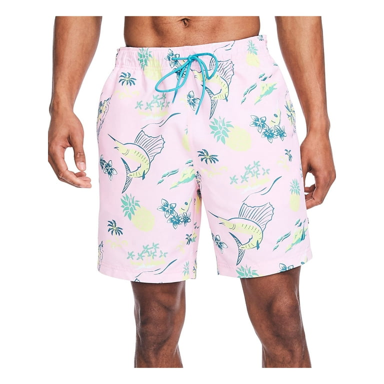 NAUTICA Mens Pink Drawstring, Printed Athletic Fit Quick-Dry Shorts M