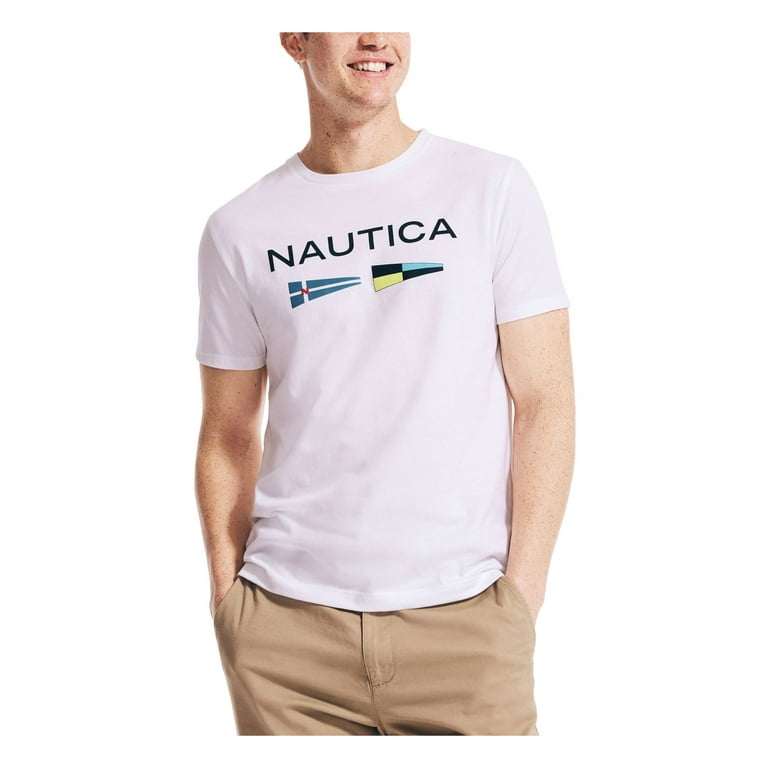 NAUTICA Mens White Logo Graphic Classic Fit T-Shirt L 