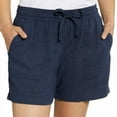 thumbnail image 1 of NAUTICA Women Linen Blend Shorts, Navy Blue Seas, Small, 1 of 2