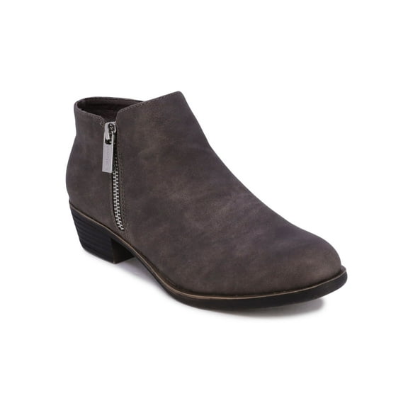 NAUTICA Womens Gray Zipper Accent Padded Alara Round Toe Block Heel Zip-Up Booties 9
