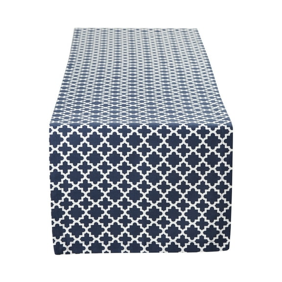 NAUTICAL BLUE LATTICE TABLE RUNNER 14x108