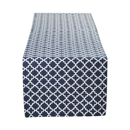 NAUTICAL BLUE LATTICE TABLE RUNNER 14x72
