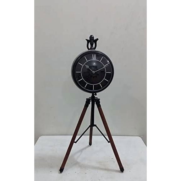 NAUTICAL MARITIME ~ MATTE BLACK POWDER COATED CLOCK DESKTOP ~ SMALL TABLE CLOCK ~ WORKING CLOCK