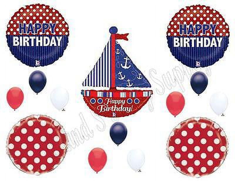 NAUTICAL SAILBOAT Ahoy Birthday Party Balloons Decoration Supplies Ocean  Yacht