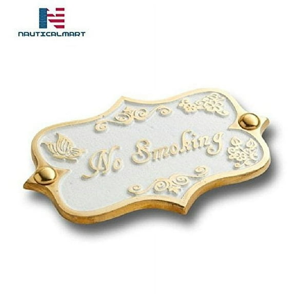 NAUTICALMART Brass Door Sign. Vintage Shabby Chic Style Home Décor Wall Plaque Handmade (No Smoking)