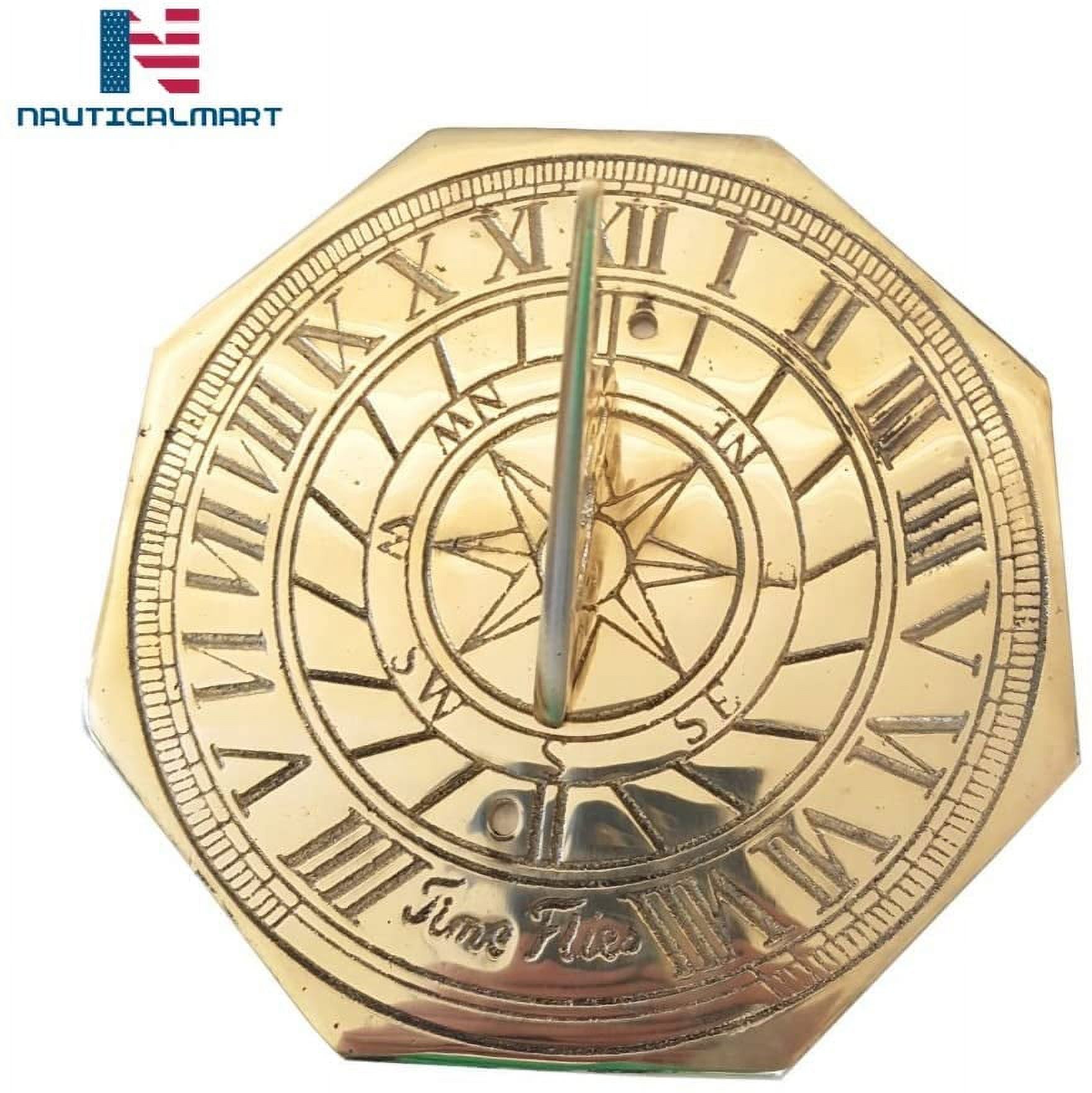 NAUTICALMART Time Flies 7.5'' Octagonal Brass Sundial - image 1 of 1