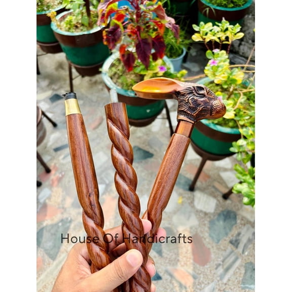 NAUTICALMARTUS BY Brass rabbit head walking stick,walking cane,victorian wooden stick removal wooden stick cane Gift