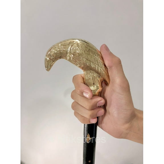 NAUTICALMARTUS BY Vintage Brass Crow Raven Head Handle Handmade Victorian Walking Stick Wooden Cane