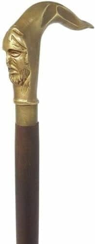 Handmade Wooden Walking Cane With Solid Brass Handle – Vintage Victorian Style