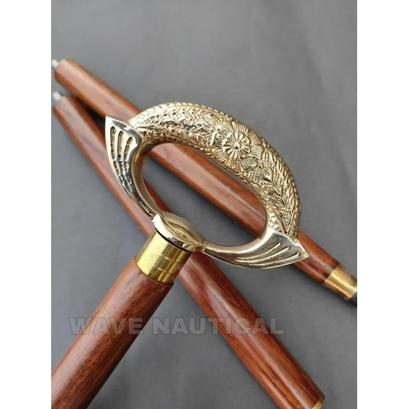NAUTICALMARTUS Victorian Style Brass Head Hook Handmade Walking Stick Vintage Solid Wands Cnae,Handle Wooden Walking Stick