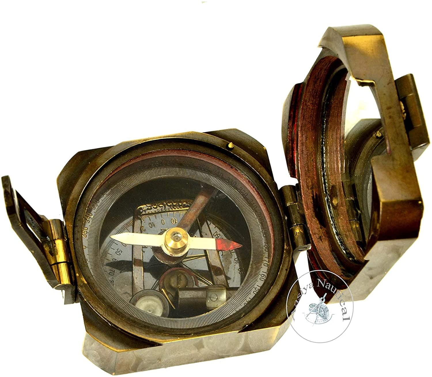 NAUTICAZ Natural Sine Brunton 1917 Compass Brass Mining Compasses, Brass Pocket Compass Outdoor Navigation Tools