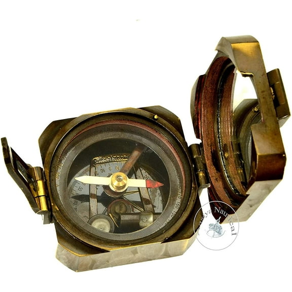 NAUTICAZ Natural Sine Brunton 1917 Compass Brass Mining Compasses, Brass Pocket Compass Outdoor Navigation Tools