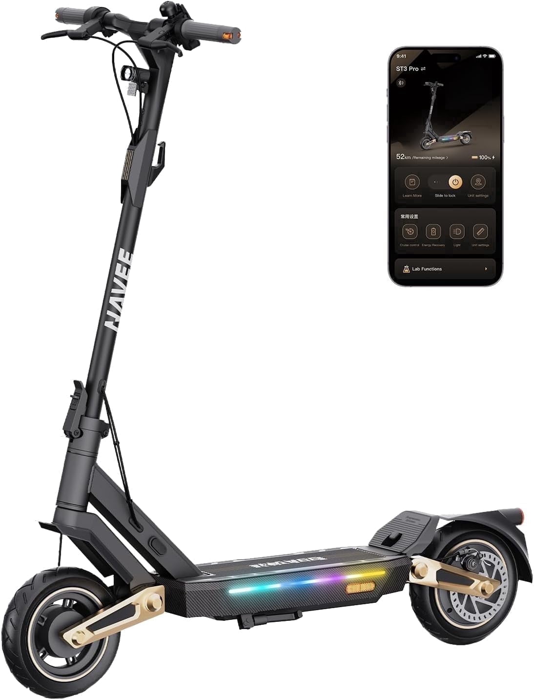 NAVEE Electric Scooter ST3 Pro, 19.9 MPH, 46.6 Miles Range, 1350W Motor ...