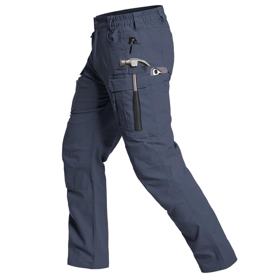 NAVEKULL Men's Cotton Flex Cargo Pants Lightweight Stretch Work Pants Durable Outdoor Hiking Trousers With 15 Pockets