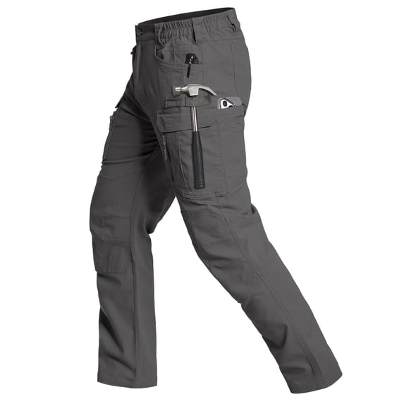 NAVEKULL Men's Cotton Flex Cargo Pants Lightweight Stretch Work Pants Durable Outdoor Hiking Trousers With 15 Pockets