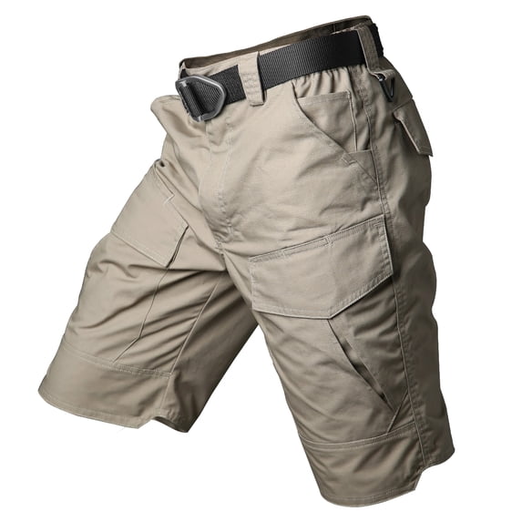 NAVEKULL Men's Lightweight Urban Cargo Shorts Water Resistant Rip Stop Cotton Outdoor Hiking Shorts With 9 Pockets