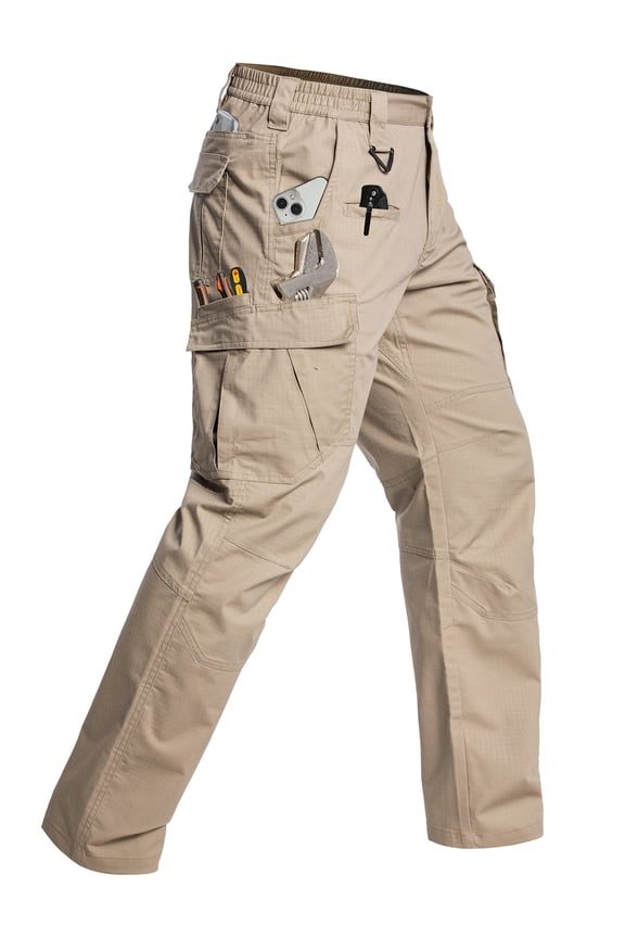 Men's Stretch Cargo Pants Ripstop Water Resistant Flex Work Pants Lightweight Utility Outdoor Hiking Pants