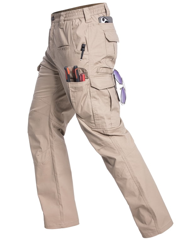 Men's Stretch Cargo Pants Ripstop Water Resistant Flex Work Pants Lightweight Utility Outdoor Hiking Pants