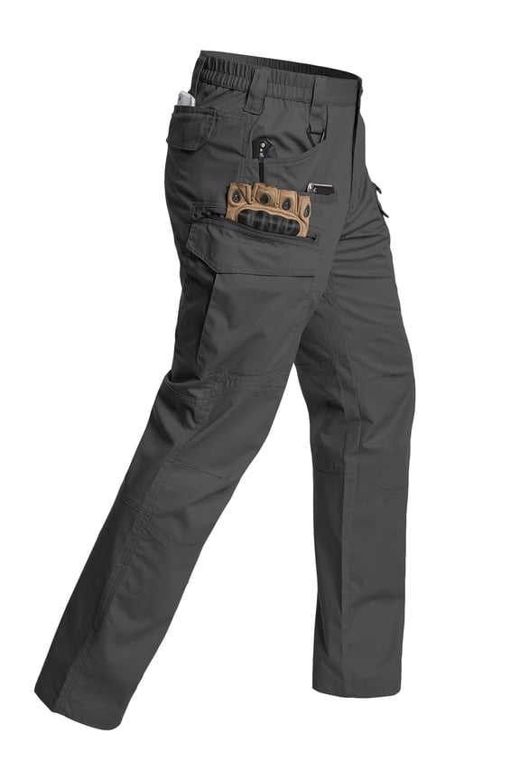 Men's Stretch Ripstop Cargo Pants Water-Resistant Lightweight Flex EDC Hiking Work Pants with 11 Pockets